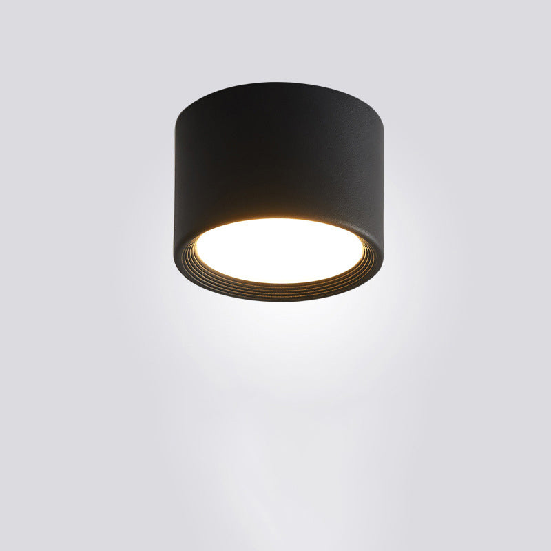 Contemporary Minimalist Cylinder LED Flush Mount Ceiling Light in Aluminum and Acrylic for Hallways