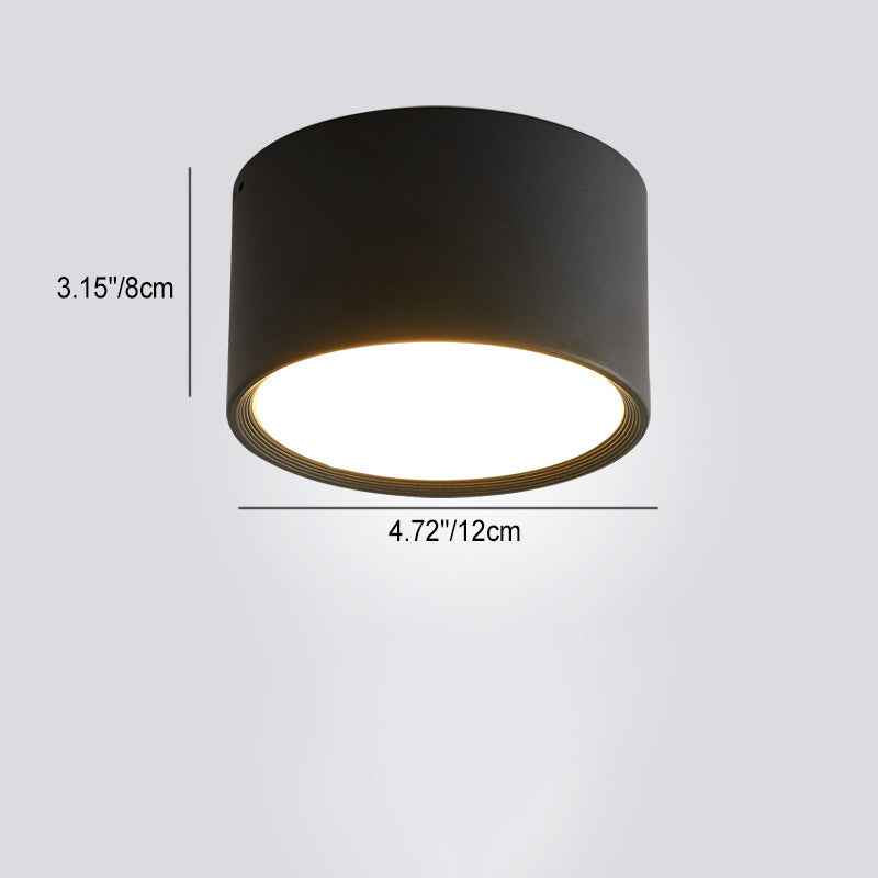 Contemporary Minimalist Cylinder LED Flush Mount Ceiling Light in Aluminum and Acrylic for Hallways