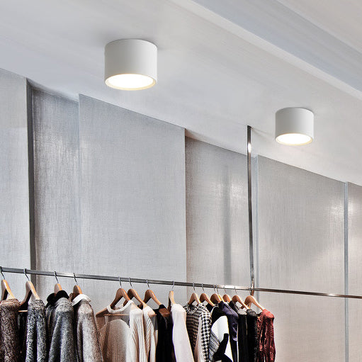 Contemporary Minimalist Cylinder LED Flush Mount Ceiling Light in Aluminum and Acrylic for Hallways