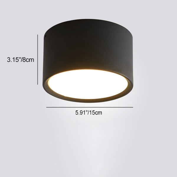 Contemporary Minimalist Cylinder LED Flush Mount Ceiling Light in Aluminum and Acrylic for Hallways
