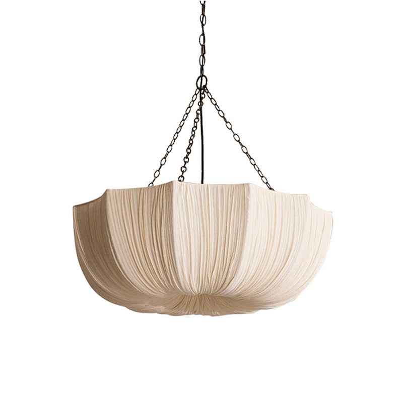 Classic French Petal Semi-Circular Fabric Lampshade Iron 3/5-Light Chandelier for Dining Room