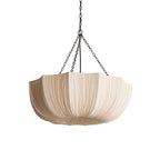 Classic French Petal Semi-Circular Fabric Lampshade Iron 3/5-Light Chandelier for Dining Room
