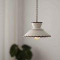 Classic French Ceramic and Iron Cone Pendant Light - 1-Light Fixture for Bedroom and Living Room