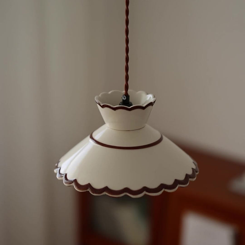 Classic French Ceramic and Iron Cone Pendant Light - 1-Light Fixture for Bedroom and Living Room