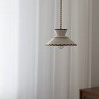 Classic French Ceramic and Iron Cone Pendant Light - 1-Light Fixture for Bedroom and Living Room