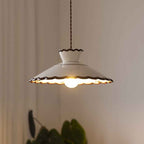 Classic French Ceramic and Iron Cone Pendant Light - 1-Light Fixture for Bedroom and Living Room
