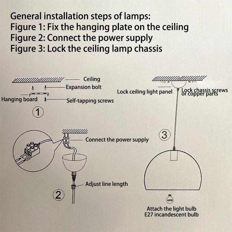 Classic French Ceramic and Iron Cone Pendant Light - 1-Light Fixture for Bedroom and Living Room
