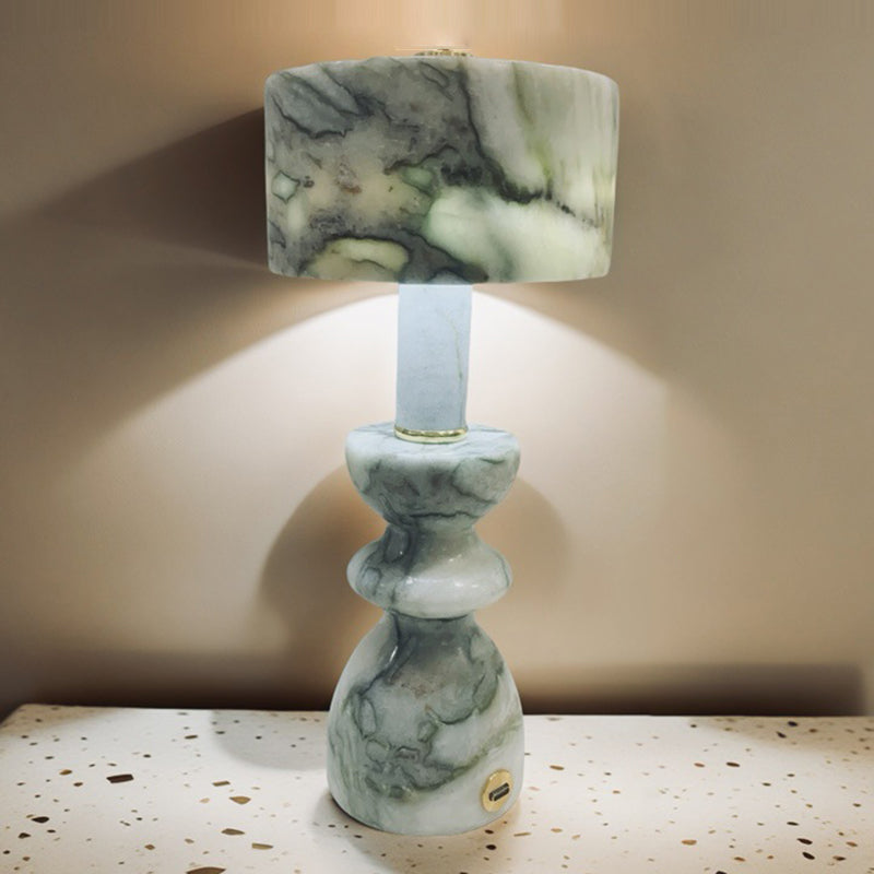Contemporary Minimalist Aluminum and Marble USB LED Desk Lamp
