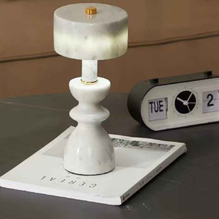 Contemporary Minimalist Aluminum and Marble USB LED Desk Lamp