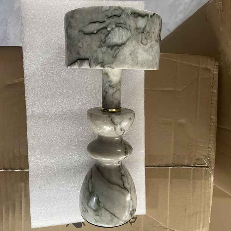 Contemporary Minimalist Aluminum and Marble USB LED Desk Lamp