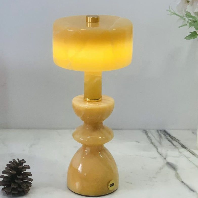 Contemporary Minimalist Aluminum and Marble USB LED Desk Lamp