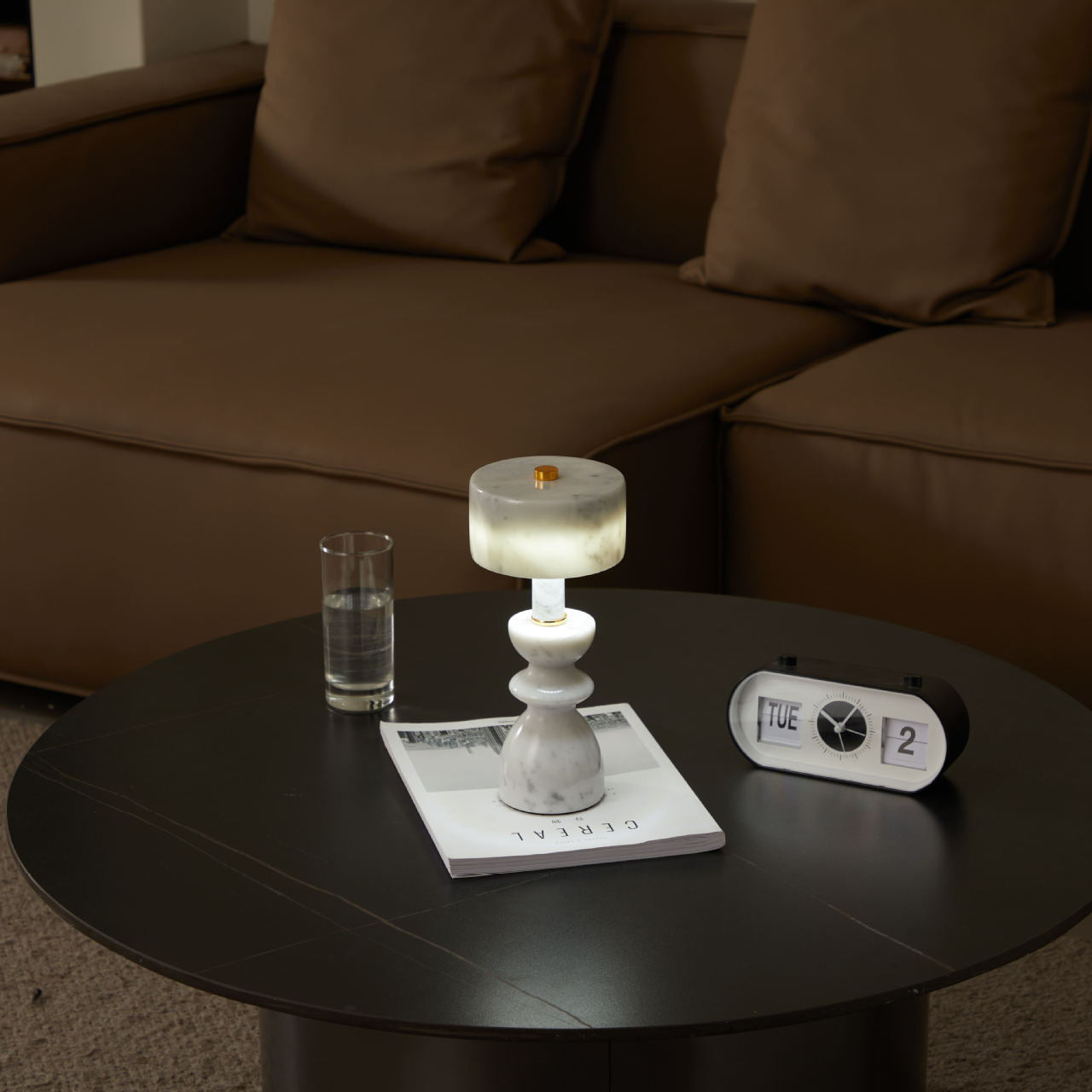 Contemporary Minimalist Aluminum and Marble USB LED Desk Lamp