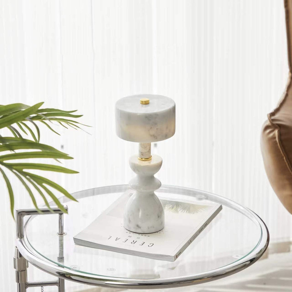 Contemporary Minimalist Aluminum and Marble USB LED Desk Lamp