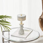 Contemporary Minimalist Aluminum and Marble USB LED Desk Lamp