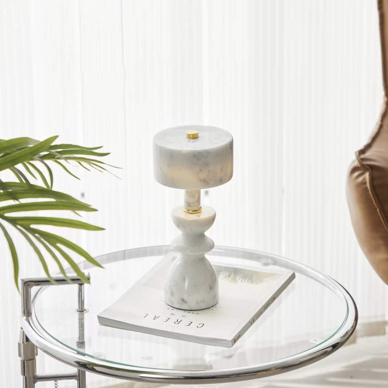 Contemporary Minimalist Aluminum and Marble USB LED Desk Lamp