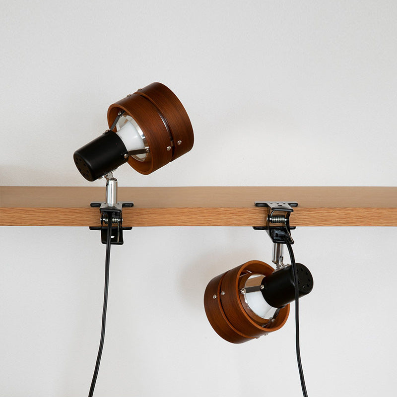 Japanese Solid Wood Round Clip Table Light | 1-Light