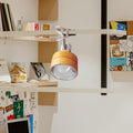 Classic Japanese Round Clip Table Lamp with Wood, Iron, and Acrylic - 1-Light Design for Bedroom