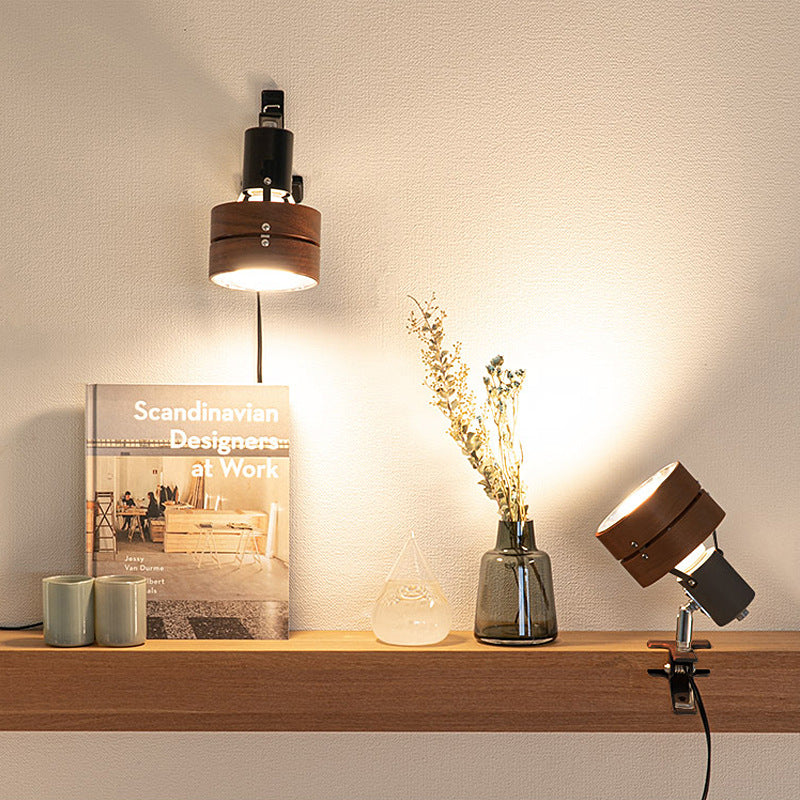 Japanese Solid Wood Round Clip Table Light | 1-Light