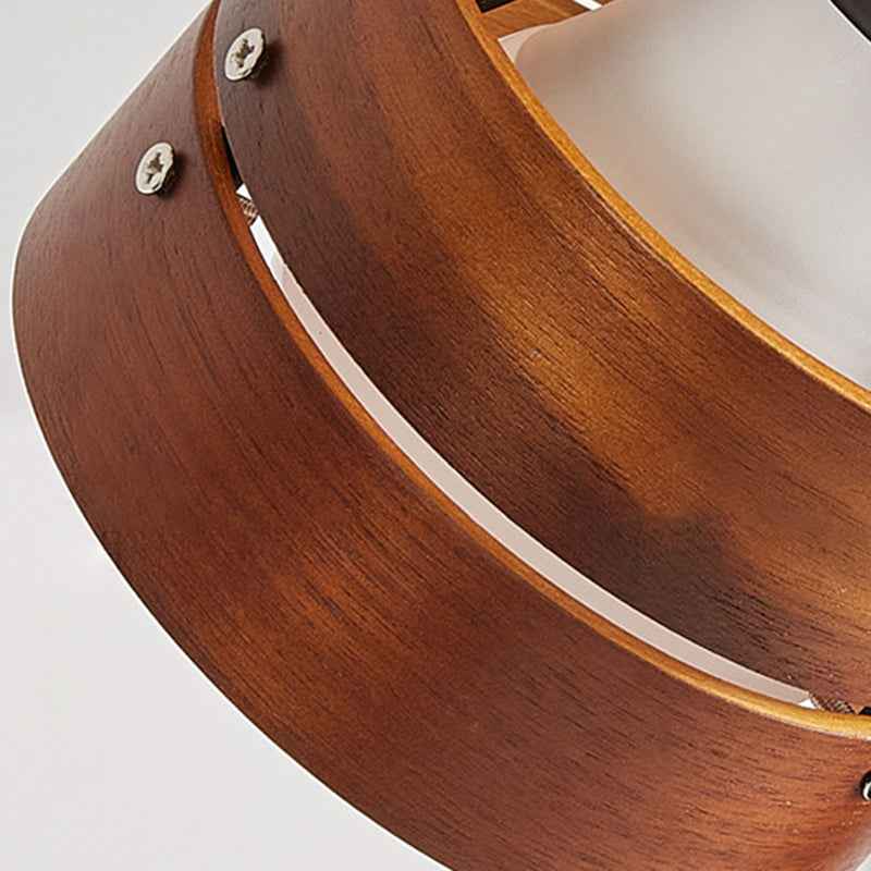Classic Japanese Round Clip Table Lamp with Wood, Iron, and Acrylic - 1-Light Design for Bedroom