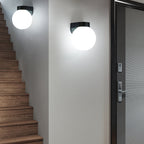 Contemporary Waterproof Orb Wall Sconce Lamp - 1-Light Polycarbonate Acrylic Design for Outdoor Patios