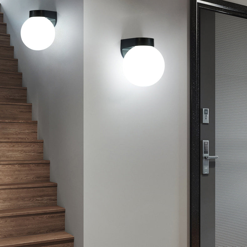 Contemporary Waterproof Orb Wall Sconce Lamp - 1-Light Polycarbonate Acrylic Design for Outdoor Patios