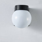 Contemporary Waterproof Orb Wall Sconce Lamp - 1-Light Polycarbonate Acrylic Design for Outdoor Patios