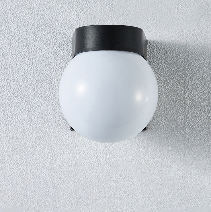 Contemporary Waterproof Orb Wall Sconce Lamp - 1-Light Polycarbonate Acrylic Design for Outdoor Patios