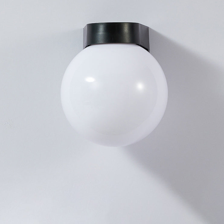 Contemporary Waterproof Orb Wall Sconce Lamp - 1-Light Polycarbonate Acrylic Design for Outdoor Patios