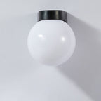 Contemporary Waterproof Orb Wall Sconce Lamp - 1-Light Polycarbonate Acrylic Design for Outdoor Patios