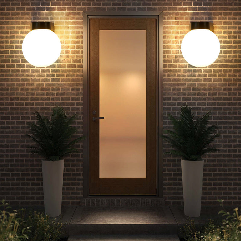 Contemporary Waterproof Orb Wall Sconce Lamp - 1-Light Polycarbonate Acrylic Design for Outdoor Patios
