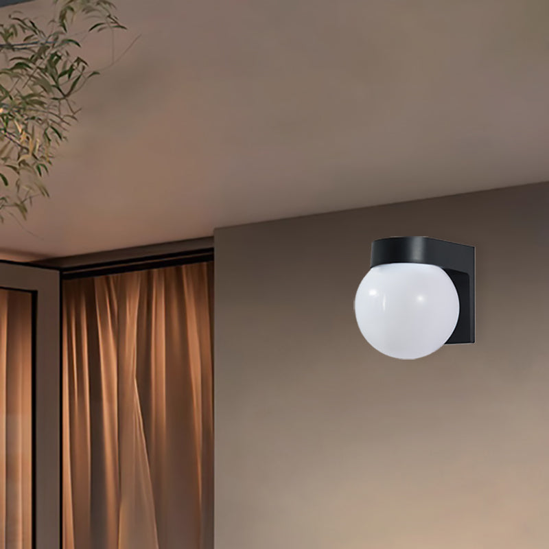 Contemporary Waterproof Orb Wall Sconce Lamp - 1-Light Polycarbonate Acrylic Design for Outdoor Patios
