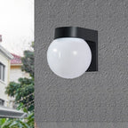 Contemporary Waterproof Orb Wall Sconce Lamp - 1-Light Polycarbonate Acrylic Design for Outdoor Patios