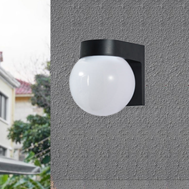 Contemporary Waterproof Orb Wall Sconce Lamp - 1-Light Polycarbonate Acrylic Design for Outdoor Patios