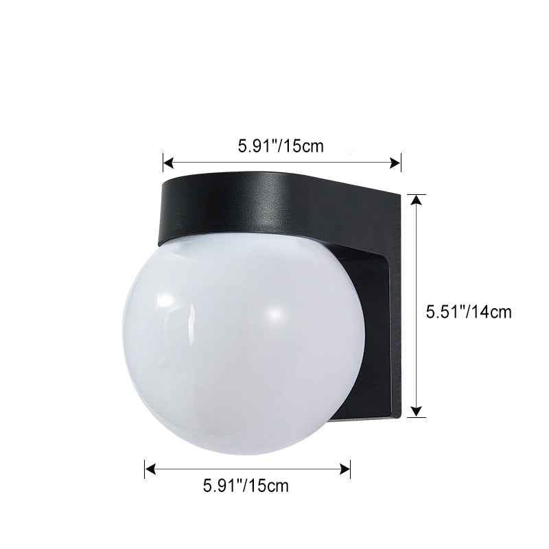 Contemporary Waterproof Orb Wall Sconce Lamp - 1-Light Polycarbonate Acrylic Design for Outdoor Patios