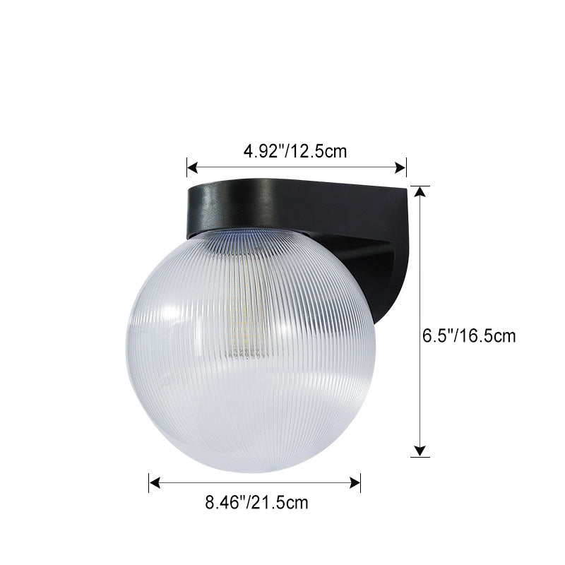 Contemporary Waterproof Orb Wall Sconce Lamp - 1-Light Polycarbonate Acrylic Design for Outdoor Patios