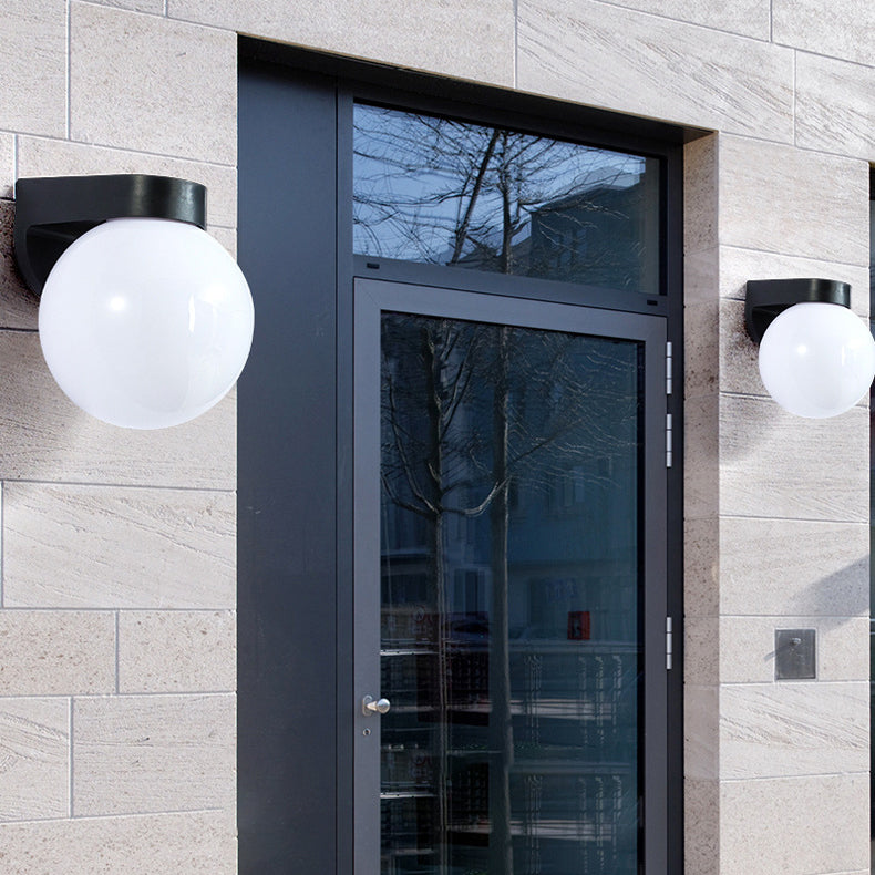 Contemporary Waterproof Orb Wall Sconce Lamp - 1-Light Polycarbonate Acrylic Design for Outdoor Patios