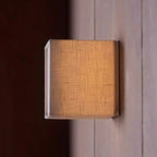 Classic Japanese Square Fabric Shade LED Wall Sconce for Living Room