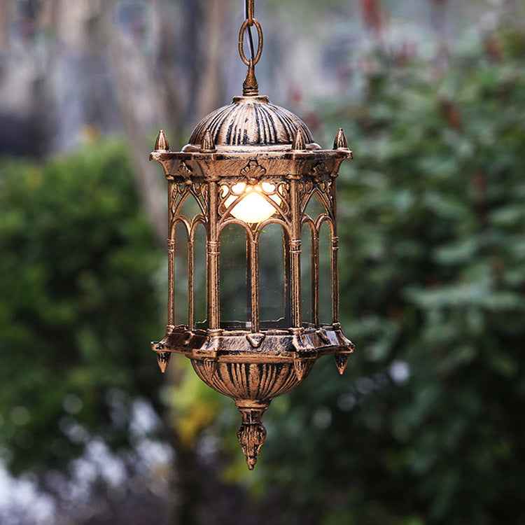 Vintage-Style Waterproof Hexagonal Column Pendant Light - 1-Light Aluminum Acrylic Fixture for Outdoor Patios