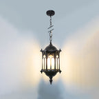 Vintage-Style Waterproof Hexagonal Column Pendant Light - 1-Light Aluminum Acrylic Fixture for Outdoor Patios
