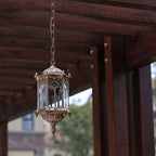 Vintage-Style Waterproof Hexagonal Column Pendant Light - 1-Light Aluminum Acrylic Fixture for Outdoor Patios