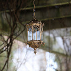 Vintage-Style Waterproof Hexagonal Column Pendant Light - 1-Light Aluminum Acrylic Fixture for Outdoor Patios