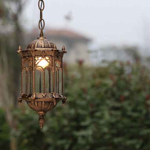 Vintage-Style Waterproof Hexagonal Column Pendant Light - 1-Light Aluminum Acrylic Fixture for Outdoor Patios
