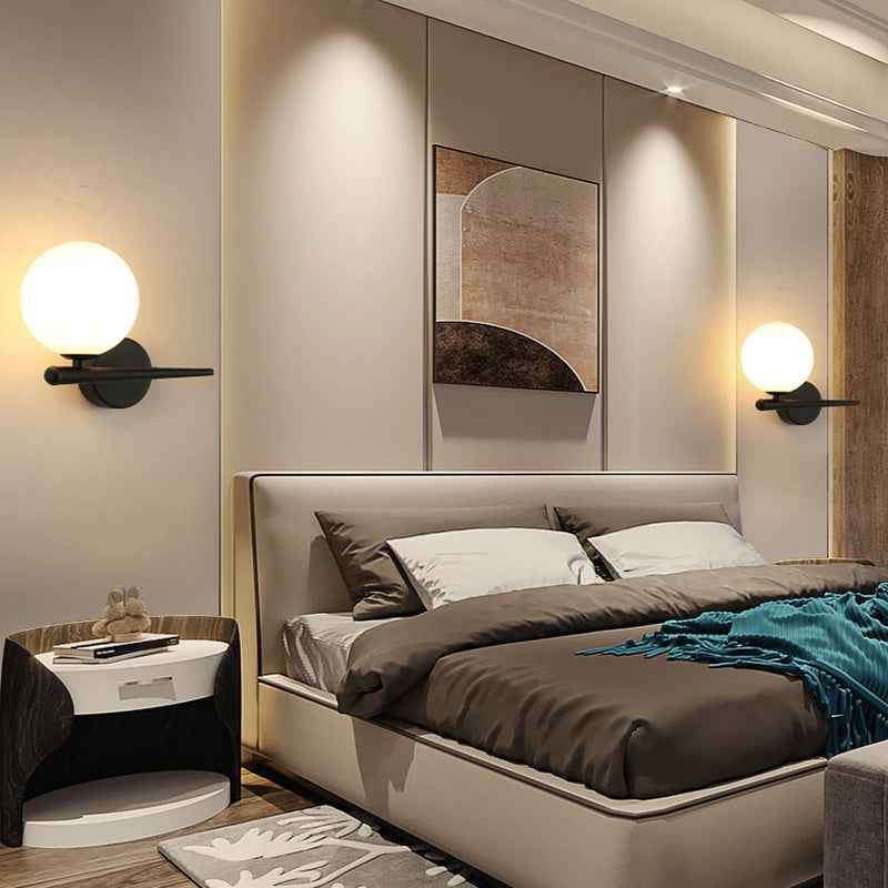 Modern Nordic Globe Iron and Glass 1-Light Wall Sconce for Living Room
