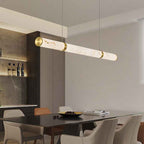 Contemporary Textured Iron Cylinder LED Pendant Light - Faux Dolomite Island Fixture for Dining Room