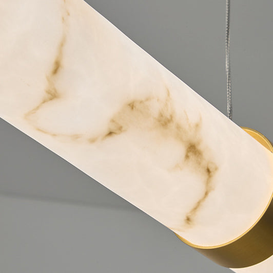Contemporary Textured Iron Cylinder LED Pendant Light - Faux Dolomite Island Fixture for Dining Room