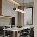 Contemporary Textured Iron Cylinder LED Pendant Light - Faux Dolomite Island Fixture for Dining Room