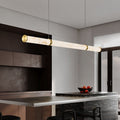 Contemporary Textured Iron Cylinder LED Pendant Light - Faux Dolomite Island Fixture for Dining Room