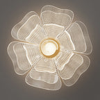 Contemporary Floral Petal Dome LED Flush Mount Ceiling Light in Iron and Acrylic for Bedroom
