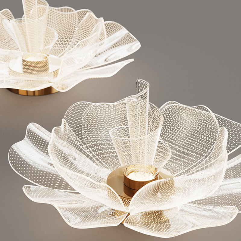 Contemporary Floral Petal Dome LED Flush Mount Ceiling Light in Iron and Acrylic for Bedroom