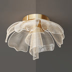 Contemporary Floral Petal Dome LED Flush Mount Ceiling Light in Iron and Acrylic for Bedroom